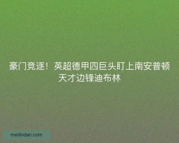 豪门竞逐！英超德甲四巨头盯上南安普顿天才边锋迪布林