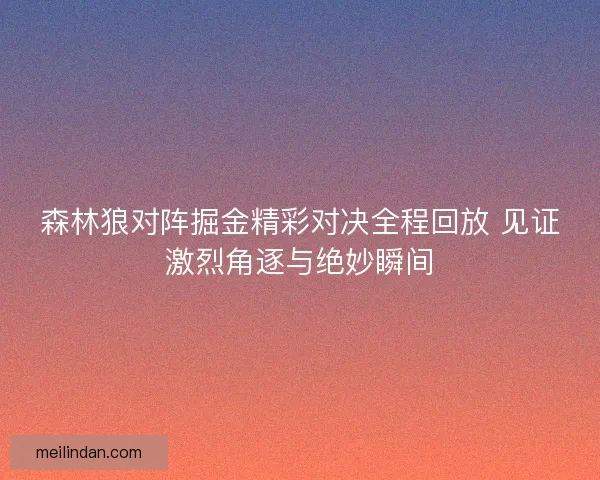 森林狼对阵掘金精彩对决全程回放 见证激烈角逐与绝妙瞬间